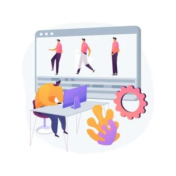 Computer animation abstract concept vector illustration. Illustrazione stock