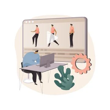 Computer animation abstract concept vector illustration. Stock Illustration