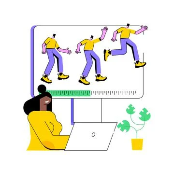 Computer animation abstract concept vector illustration. Illustrazione stock