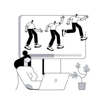 Computer animation abstract concept vector illustration. Illustrazione stock