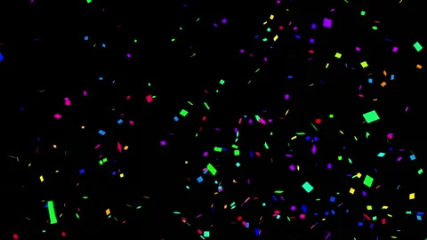 Computer Animation of Colored Confetti Falling on Black Background Stock Footage 335527091