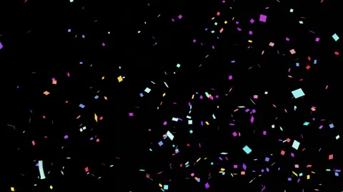 Computer Animation of Colored Confetti Falling on Black Background Vidéo 335527819