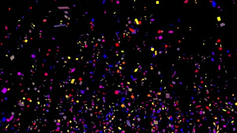Computer Animation of Colored Confetti Falling on Black Background Stock Footage 335528540