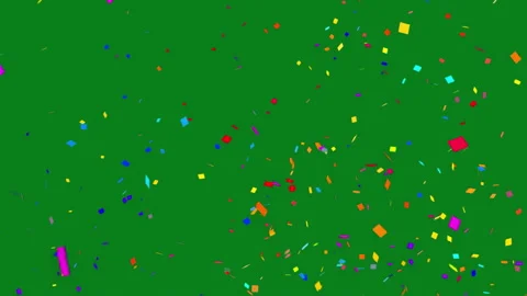 Computer Animation of Colorful Confetti Explosion on Green Screen Stock Footage 335567336