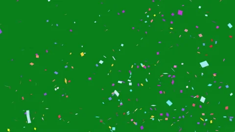 Computer Animation of Colorful Confetti Explosion on Green Screen Stock Footage 335567597