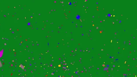 Computer Animation of Colorful Confetti Explosion on Green Screen Stock Footage 335567638