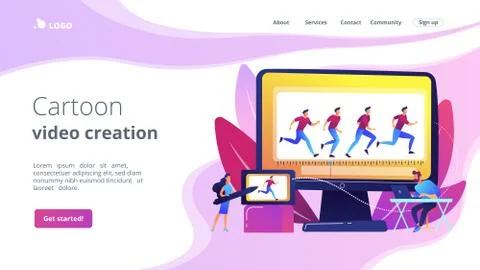 Computer animation concept landing page 스톡 일러스트