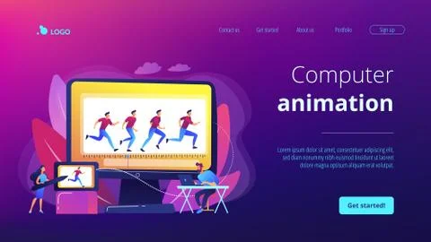 Computer animation concept landing page Stock Illustration