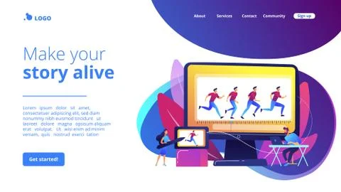 Computer animation concept landing page Stock Illustration