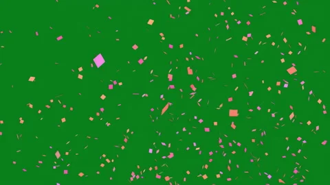 Computer Animation of Pink Confetti Explosion on Green Screen Stock Footage 335567631