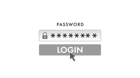 Computer animation video of typing in password field and clicking the login Stock Footage 310220211