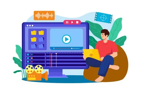 Computer Animator Illustration concept on white background Stock Illustration