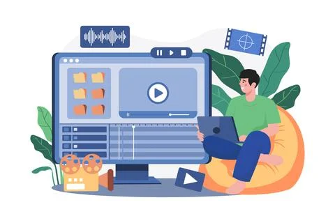 Computer Animator Illustration concept on white Ilustración de archivo