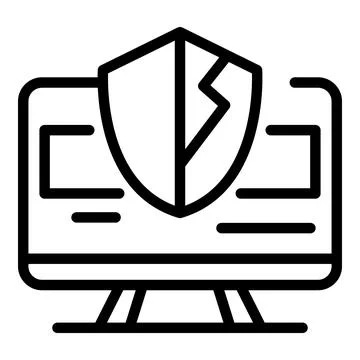 Computer antivirus icon, outline style Stock Illustration