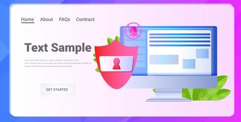 Computer app antimalware protection shield data privacy security concept Stock Illustration