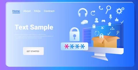 Computer app antimalware protection shield data privacy security concept Illustrazione stock