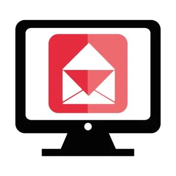 Computer with app email 库存插图