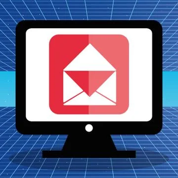 Computer with app email Illustrazione stock