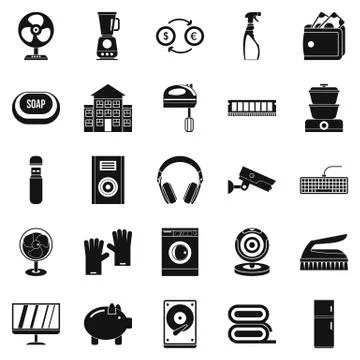 Computer app icons set, simple style Stock Illustration