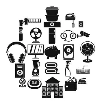 Computer app icons set, simple style Stock-Illustration