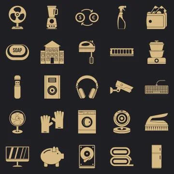 Computer app icons set, simple style Stock-Illustration