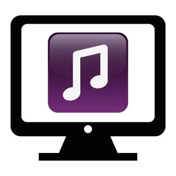 Computer with app music Stockillustratie