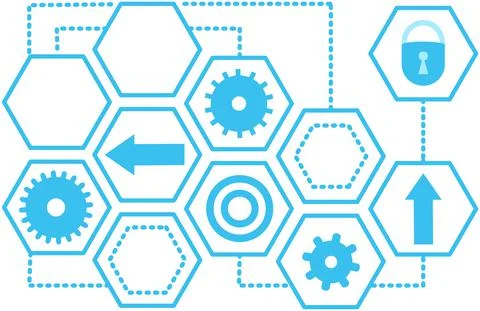 Computer app, shortcut icons on screen. Programs for working with maintenance Stockillustratie