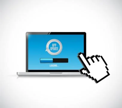 Computer, app updates loading bar illustration Illustrazione stock
