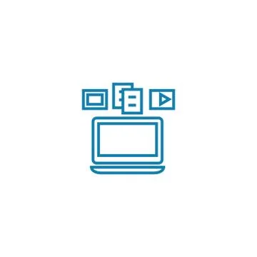 Computer applications linear icon concept. Computer applications line vector Stock Illustration