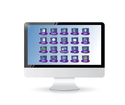 Computer with apps or buttons Illustrazione stock