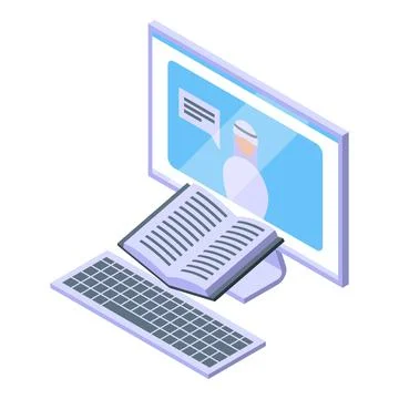 Computer arab lesson icon isometric vector. Video saudi Illustrazione stock