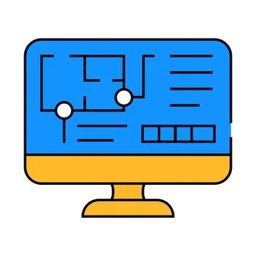 Computer architect software icon color illustration 스톡 일러스트