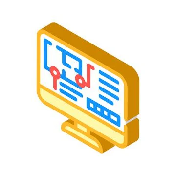 Computer architect software isometric icon vector illustration Stock Illustration