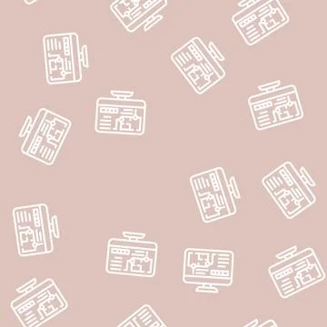 Computer architect software line vector seamless pattern Stock Illustration