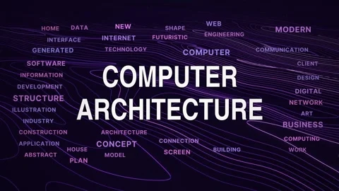 Computer architecture animated topography word cloud, text design animation, Stock Footage 348287538