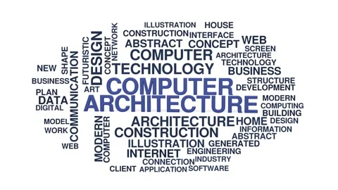 Computer architecture animated word cloud bounce, text design animation, Stock Footage 347507380
