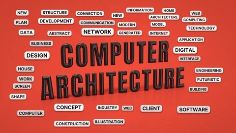 Computer architecture animated word cloud, 3d flip animation, seamless loop Stock Footage 347578270