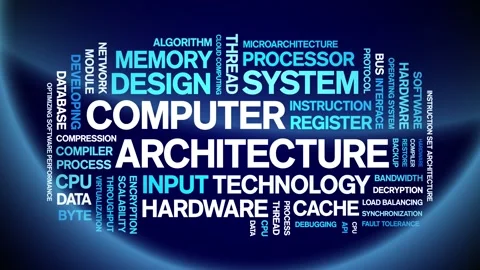 Computer Architecture animated word cloud,animation tag kinetic typography loop Stock Footage 312071693