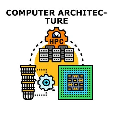 Computer architecture developing data processing hardware system Illustrazione stock