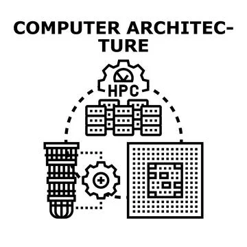 Computer architecture developing data processing hardware system Stock Illustration