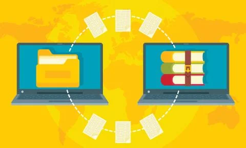 Computer archive concept background, flat style Stock-Illustration