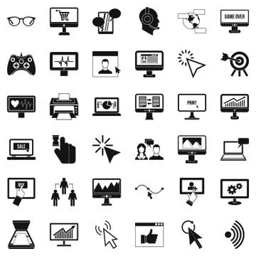Computer arrow icons set, simple style Stock Illustration
