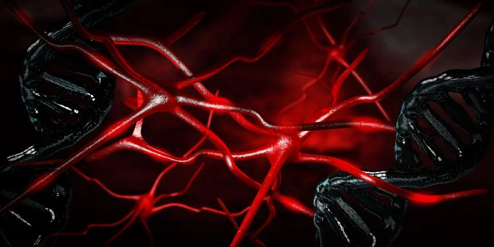 Computer artwork of nerve cells Stock Illustration