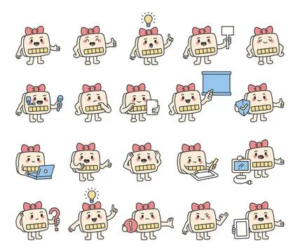Computer assistant guide character set Stock Illustration