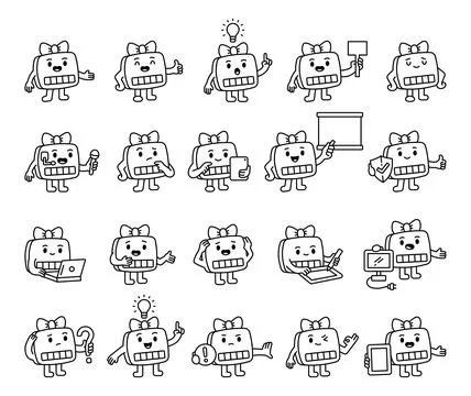 Computer assistant guide character set 스톡 일러스트