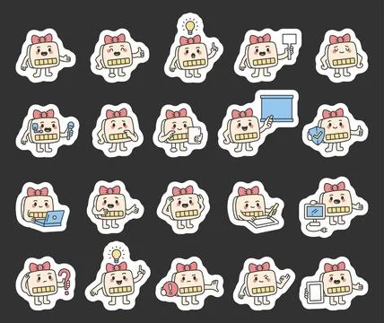 Computer assistant guide character set Illustrazione stock