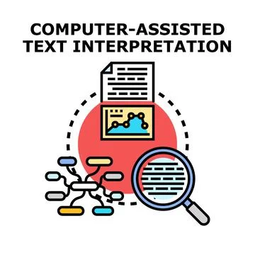 Computer assisted text interpretation concept illustrating data analysis Stock-Illustration
