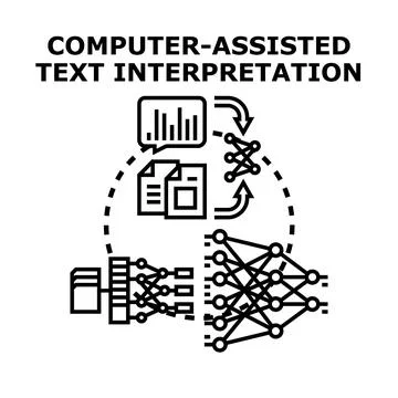 Computer assisted text interpretation concept vector icon Stock Illustration