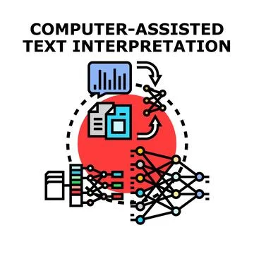 Computer assisted text interpretation concept vector icon Stock Illustration