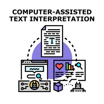 Computer assisted text interpretation process concept Stock Illustration